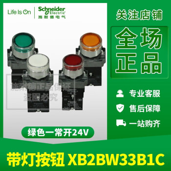 施耐德带灯按钮 24V绿色一常开XB2BW33B1CZB2BWB31CZB2BW33C