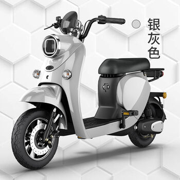 电动车48v成人踏板助力电动自行车小型代步女士锂电电瓶车 银灰色 24