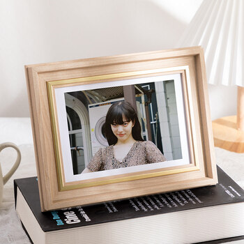 雅迎欧式简约相框摆台567810a4寸挂墙加洗照片框创意像框摆件画框简木