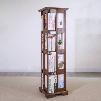 琛宇德国进口实木旋转书架收纳书架带轮可移动旋转置物架学生落地书架