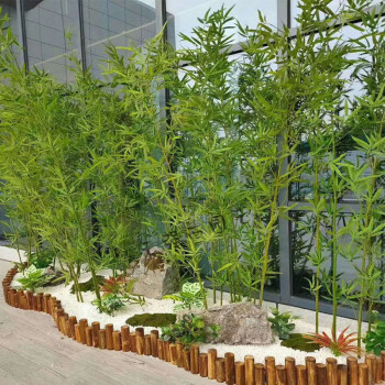 塑料竹子室内仿真绿植物盆栽装饰卫亮细水景观竹12米高5棵不含底座