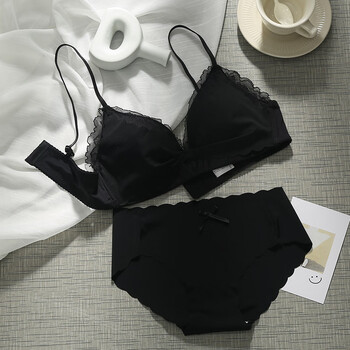 浪莎薄款白色内衣女小胸无钢圈调整型蕾丝无痕显小文胸罩性感可爱聚拢