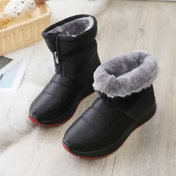 営】冬季加厚加绒保暖防水中筒老人雪地靴女士防滑中老年短靴妈妈棉鞋