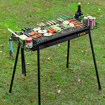 原始人家用加厚烧烤架户外35人不锈钢木炭烧烤炉大号野外碳架子标准