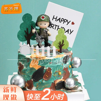 苏不哩十一国庆节网红手绘生日蛋糕退伍军人同城配送新鲜现做当天到 k