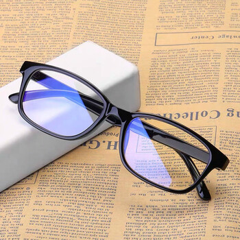 眼镜男0-600度眼镜女平光防蓝光游戏眼镜 3028亮黑色 近视400度(盒布)