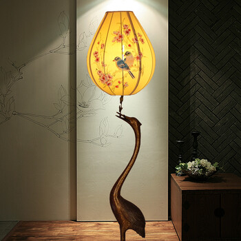 中式灯全铜落地灯龟鹤延年灯古风灯仙鹤 黑色龟鹤 红色灯罩1