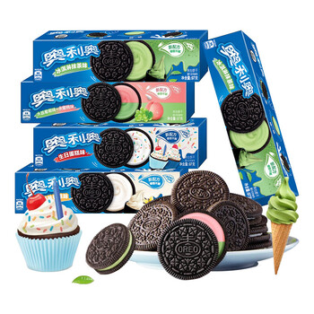 奥利奥饼干冰淇淋抹茶97g6盒整箱夹心饼干实惠装生日蛋糕3盒冰淇淋