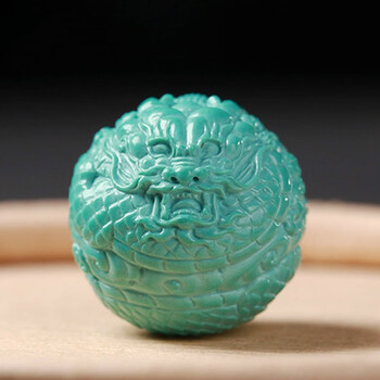荟隆专柜63 绿松石 圆珠雕刻龙珠单颗高瓷散珠手串 隔珠顶珠腰珠