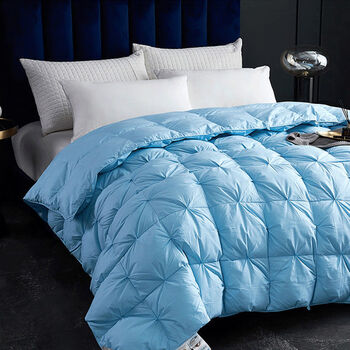 出口法国五星极被95白鹅绒加厚冬季被芯单双人加厚冬被被子 蓝色-扭花