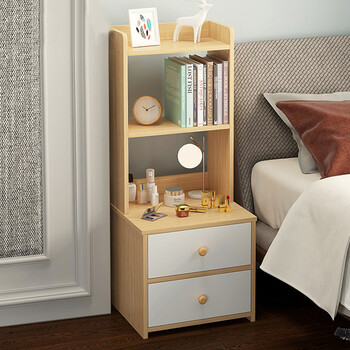 床头柜书架一体实木多功能床头柜书柜一体窄40cm长卧室角落柜小边角