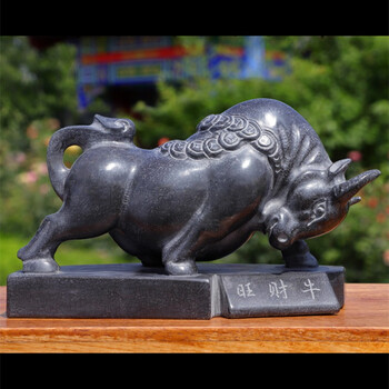 恒愎嘉祥石雕青牛青石石头雕刻十二生肖牛旺市牛尔街牛摆件 定制长度