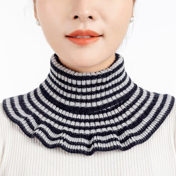 假领子女款新款女套头秋冬保暖护颈椎脖套百搭条纹假领子针织时尚毛线
