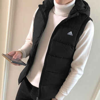 阿迪达斯（adidas） 羽绒背心男子2023冬季新款防寒保暖马甲连帽防风羽绒服BQ2006 BQ2006/黑色连帽 S 175/92A