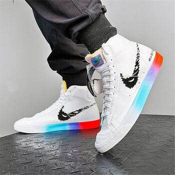 keer空军一号电玩像素鞋学生高帮轻便sb板鞋高街圆头休闲鞋nike电竞36