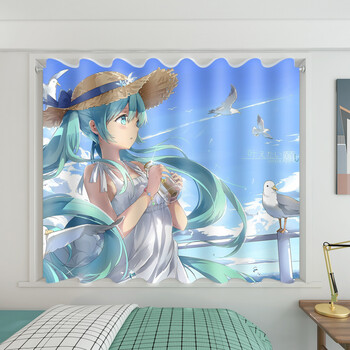 二次元窗帘二次元窗帘宿舍上铺遮光卡通日系动漫初音未来宿舍房l 初音