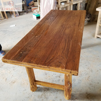 农村老旧桌子 老榆木茶桌简约实木餐桌复古怀旧老木料桌子原木茶台椅