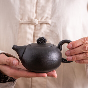 茶具单个泡茶壶创意旅行茶水手抓壶冲茶器套装黑陶问鼎壶单个101ml含