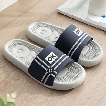 拖鞋男按摩简约柔软厚底平底情侣浴室洗澡室内家居外出凉拖鞋男士灰色