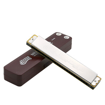 黄牌24孔高级演奏中音口琴135银色7种调可选银色c调