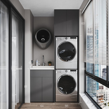 sailor水手阳台洗衣机烘干机一体柜组合双机伴侣储物铝柜定制带搓板