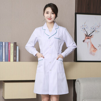 白大褂长袖医生女护士服医师口腔实验室前台店美容院工作服定制款