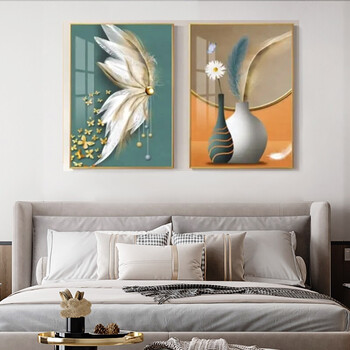 墨派 轻奢卧室装饰画主卧挂画温馨房间背景墙现代简约两联画主人房床