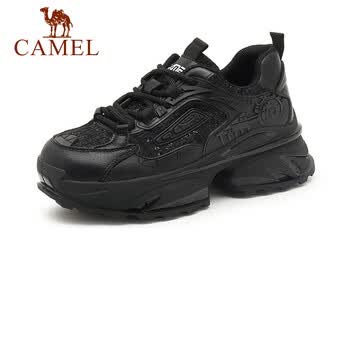 骆驼camel女鞋冬季新款时尚厚底休闲运动鞋老爹鞋女a135256238黑色38