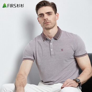 杉杉logo刺绣短袖t恤男2022夏季新款休闲透气商务男士polo633浅玫红