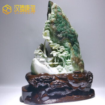 汉臻唐玺独山玉玉石大师孤品玉雕水月洞天独山玉石山子意境中式摆件