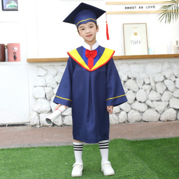 槿茗慷儿童博士服毕业照服装毕业礼服毕业袍男博士帽小学生幼儿园学士
