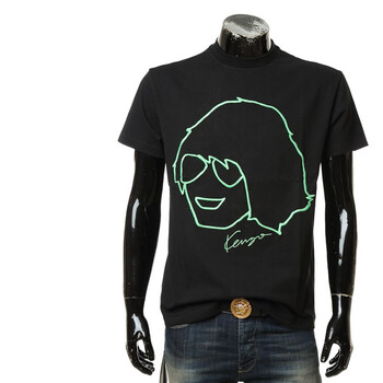kenzo, 男士纯棉刺绣简笔头像时尚短袖圆领t恤 fb65ts0334sb 黑色 99