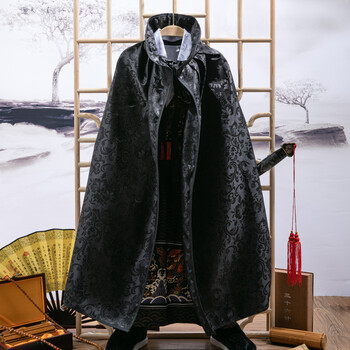 锦衣卫飞鱼服古装明制四大名铺唐装中国风黑色长袖披风伸缩剑腰封160