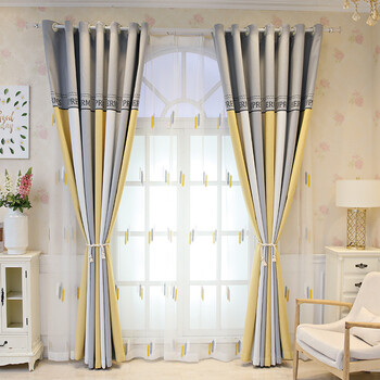 2021年新款轻奢卧室遮光现代简约客厅棉麻窗帘成品高档大气2020年黄色