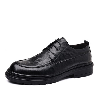 百丽美咖休闲皮鞋男款真皮春秋厚底软皮男士商务正装内增高结婚新郎男