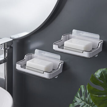 肥皂盒双层壁挂沥水肥皂架卫生间创意家用高档香皂置物架免打孔乀典雅