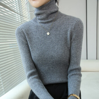 针织衫宝蓝色紧身内搭洋气上衣冬季女式显瘦百搭冬款打底女士套头衫