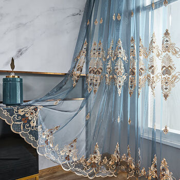 定制大气欧式绣花窗纱帘客厅阳台卧室隔断防蚊遮阳光别