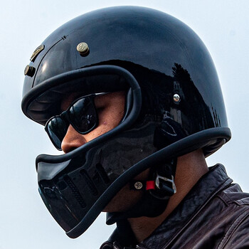 active region台湾ar摩托车头盔纯色复古哈雷机车男全盔 黑色 l