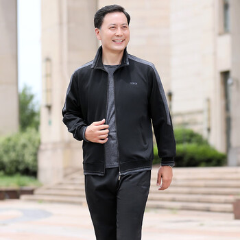 中老年运动套装男春秋季爸爸装三件套宽松中年男士休闲运动服装男2090
