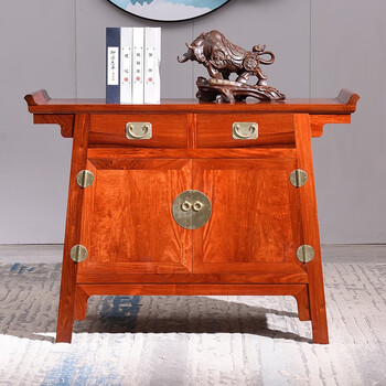 木中央 红木家具 缅甸花梨(学名:大果紫檀)中式翘头柜 实木玄关柜矮柜