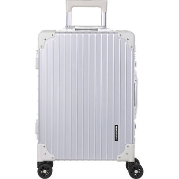 SUISSEWIN铝框拉杆箱时尚出差旅行箱男女学生行李箱抗摔密码箱24英寸银7611