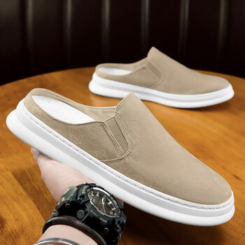 威普驰秋季懒人一脚蹬帆布潮鞋休闲半拖鞋老北京布鞋男鞋无后跟板鞋