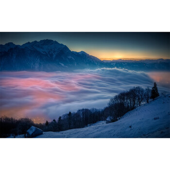 整张自粘风景墙壁贴纸3d立体墙贴壁画客厅卧室墙面装饰贴画冬天季雪山