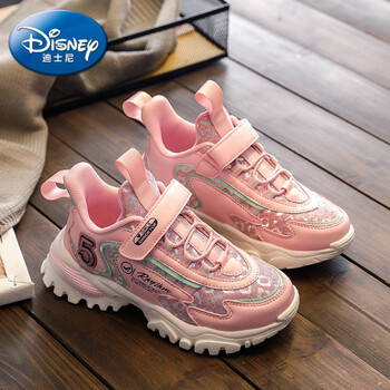 65ご迪士尼旗舰儿童运动跑步鞋女女童鞋新款秋冬皮面软底女孩子中大
