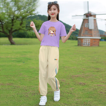 尹梦竹大童女装12岁以上女孩衣服夏季女童短袖套装夏季薄款初中生夏天