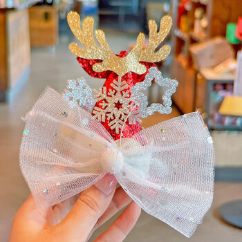 朋趣圣诞节头饰儿童鹿角发夹圣诞帽女童发卡圣诞节礼物可爱小女孩发饰
