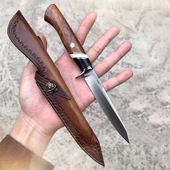 硕哥进口m390粉末钢飞鹰m390直刀高硬度小刀沙漠铁木牛骨木组合手柄