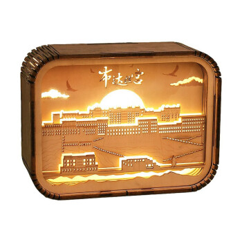 羽凡鸟创意礼物桌面摆件文创工艺品景区旅游纪念品西湖印象小夜灯木雕