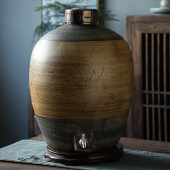 景德镇陶瓷酒坛密封存酒缸酒罐瓶仿古白酒瓶家用泡酒坛子酒具复古荷花